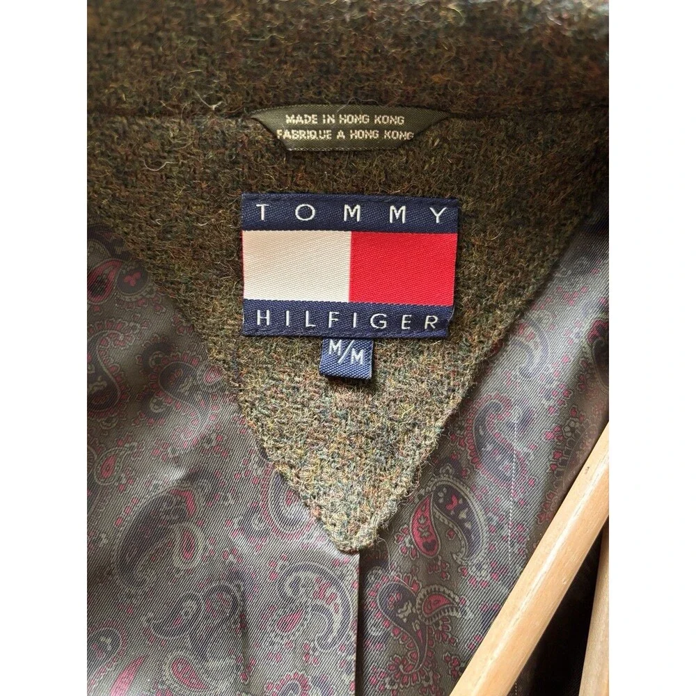 Vintage Tommy Hilfiger Blazer Mens S44 Wool Sports Jacket Elbow Patch Med